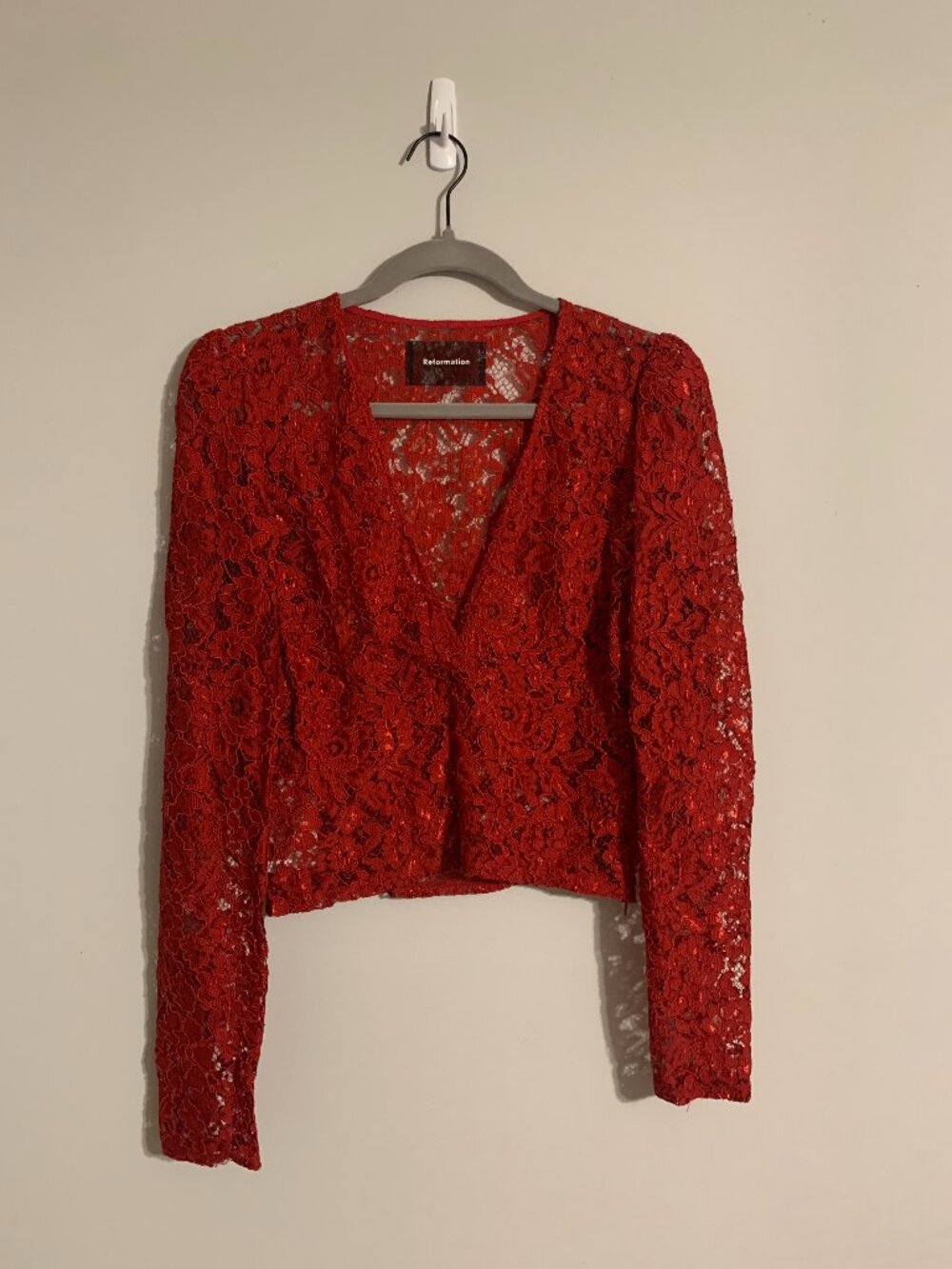 Reformation Red Lace Top, Size 10